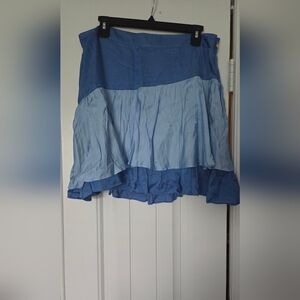 Emily McCarthy Blue Tiered Mini Skirt